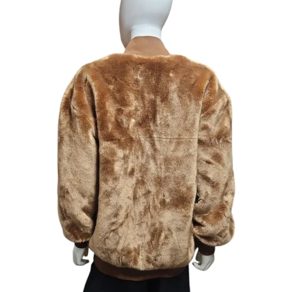 TIBI | Oversized Brown Faux Fur Bomber Jacket in Size XS ~ NWOT - Picture 4 of 6